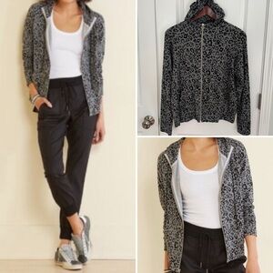 Sundry Animal Print Zip Up Hoodie